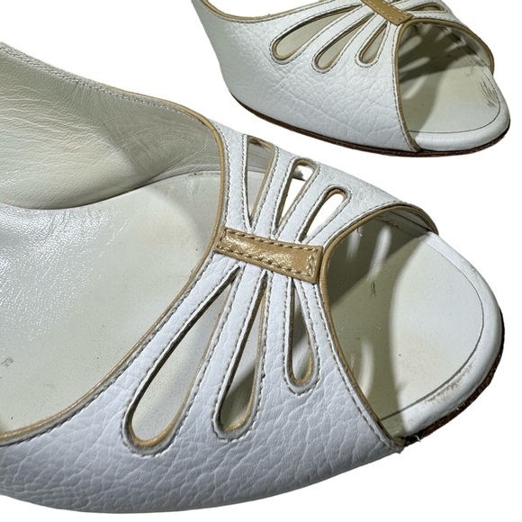 BRUNO MAGLI Vintage Handmade White Leather Slingback Heels w/Peep Toe - Size 9 - Picture 7 of 12